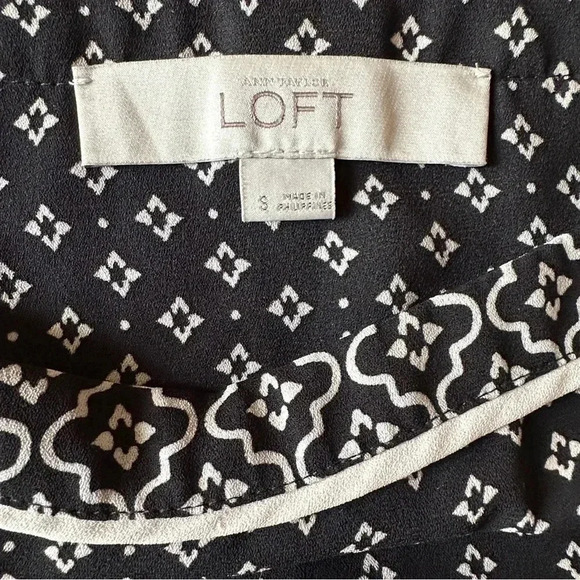 LOFT | NWOT | LONG SLEEVE BLACK & WHITE TUNIC TOP | SIZE: SMALL - Picture 3 of 9
